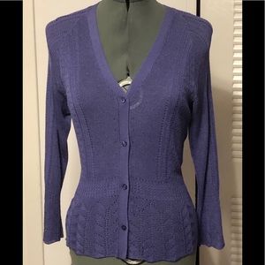 JONES NY COLLECTION PURPLE LACE CARDIGAN MEDIUM